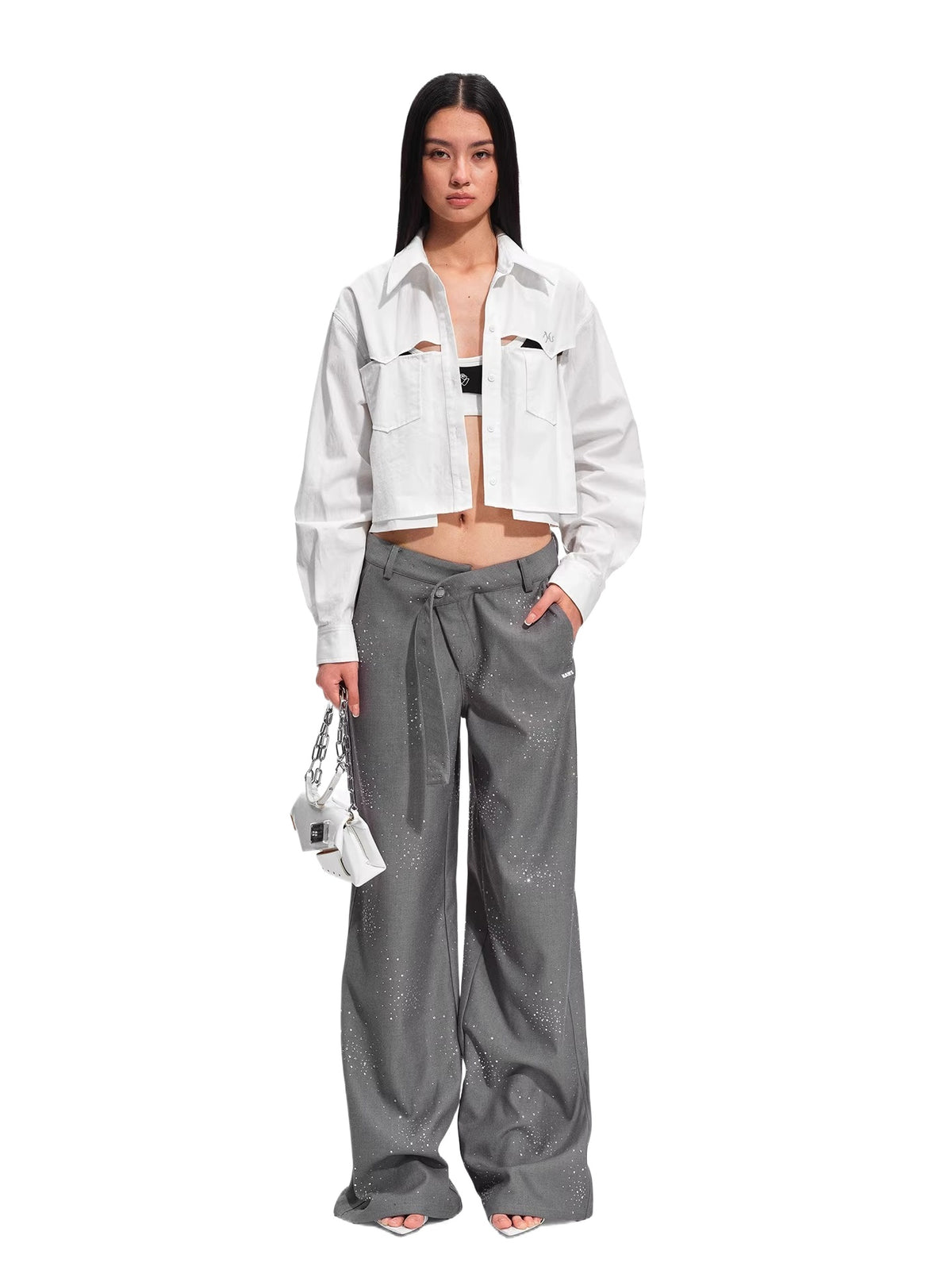 Rhinestone Wide Pants