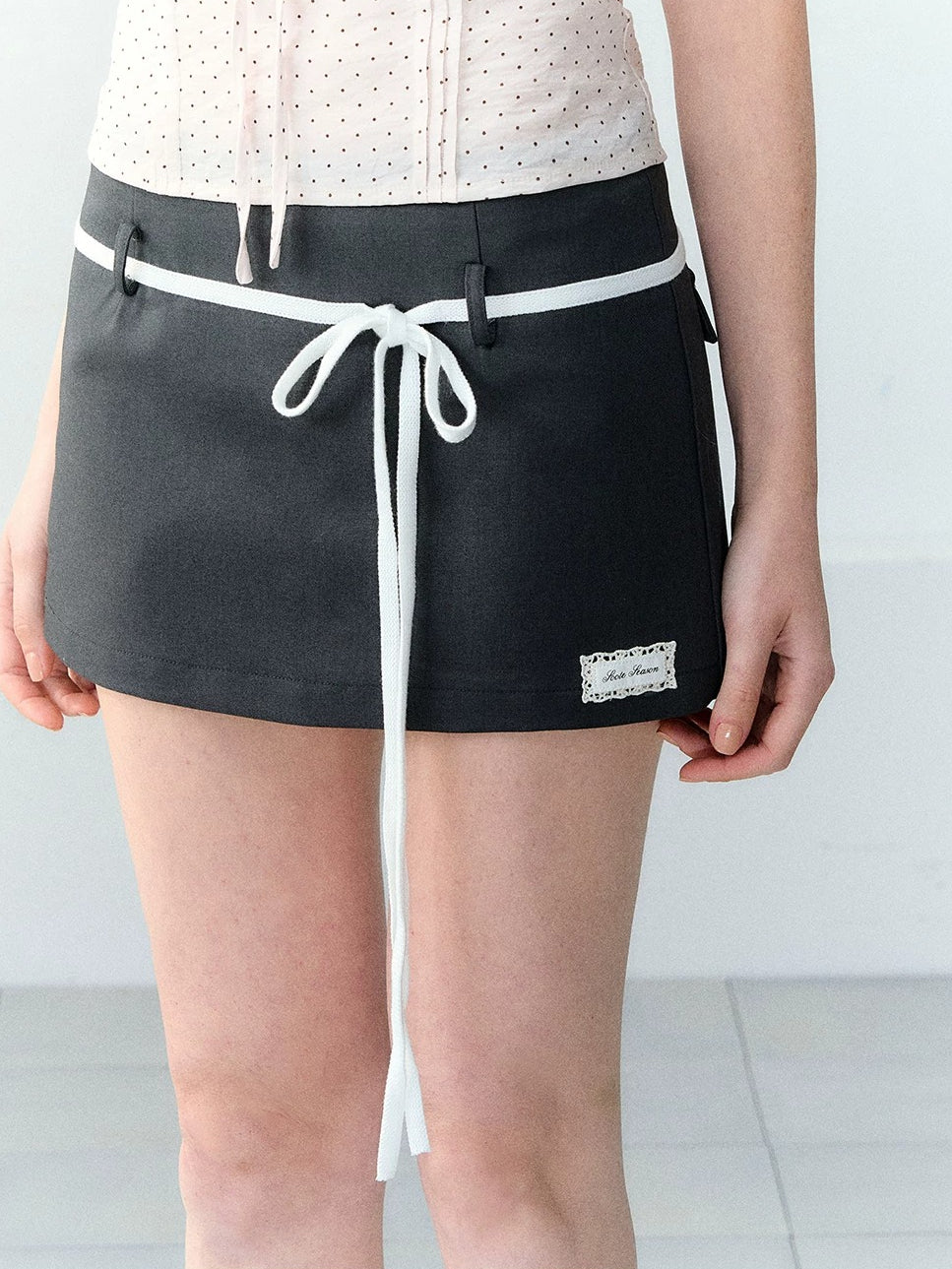 Contrast Drawstring Skort