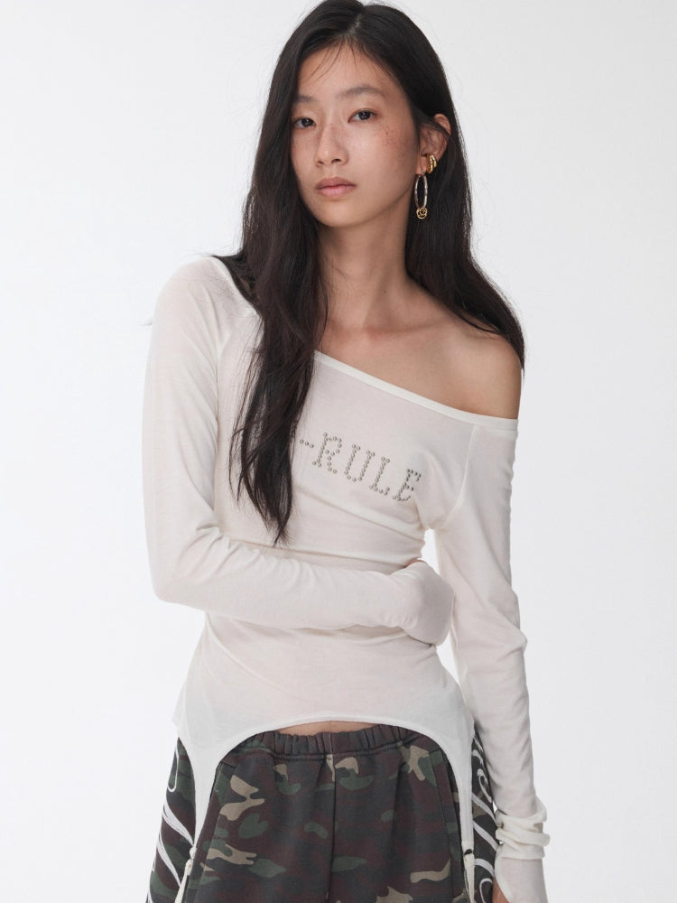 Garter Rhinestone Ruched Knit Top