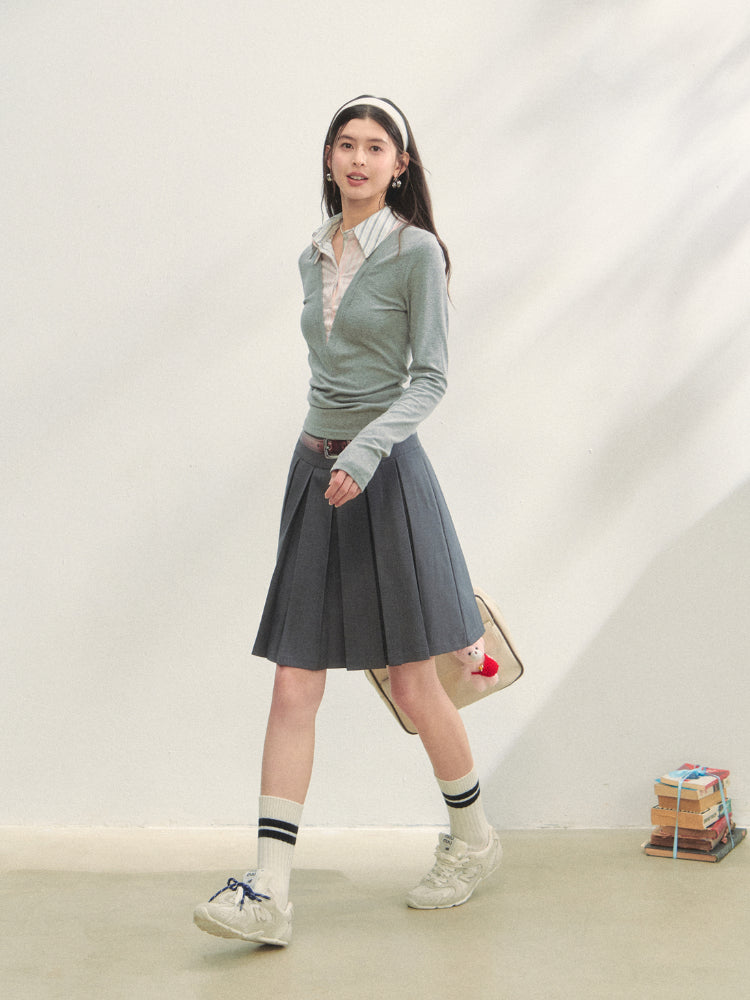 Fake Three-piece Contrast Color Polos