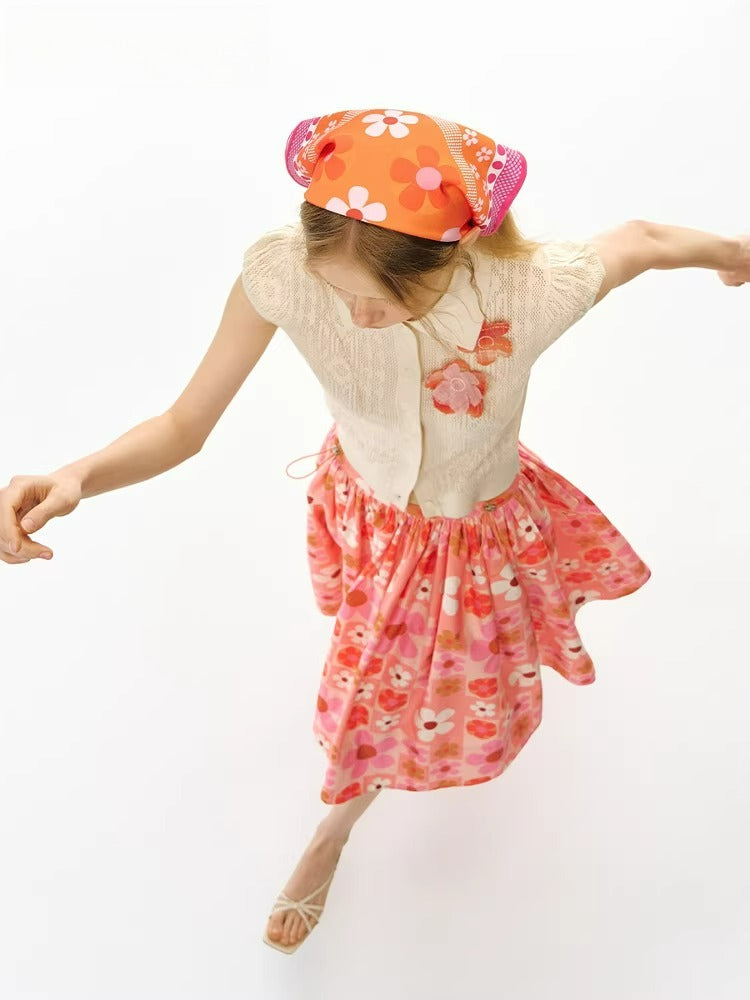 Orange Check Floral Multiway Scarf Top