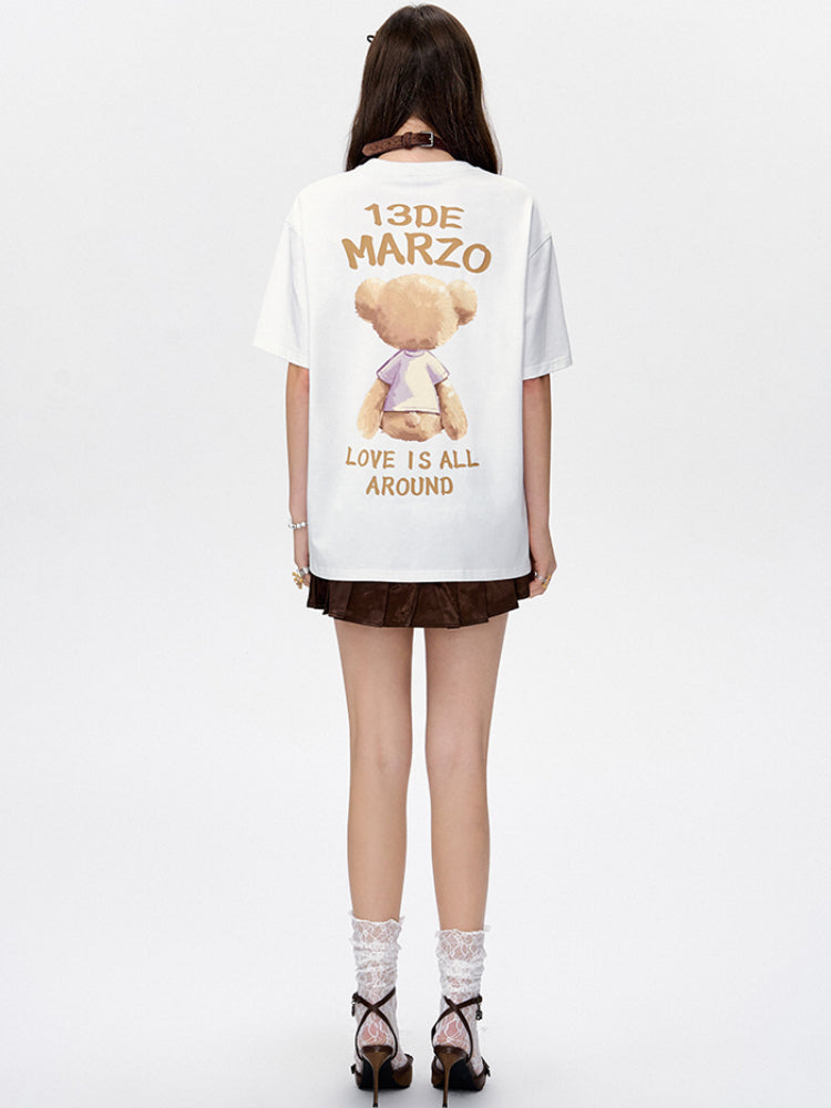 Oil-Painting Style Bear Cotton Short-Sleeve