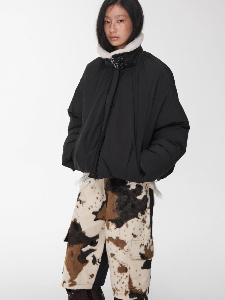 Cow Pattern Faux Fur Shorts