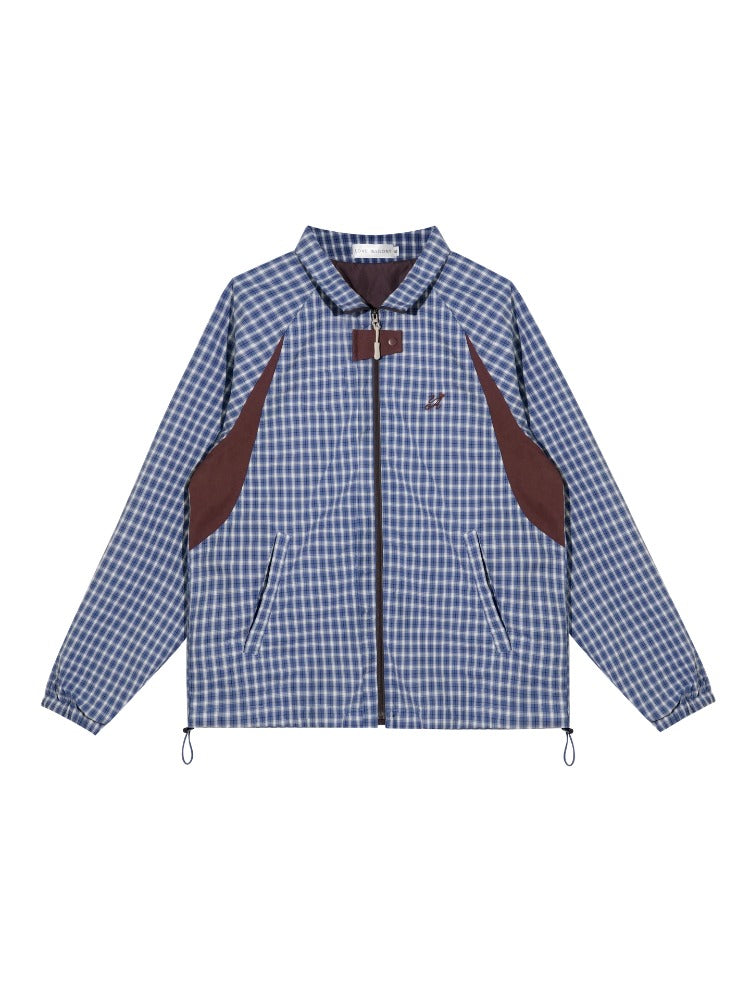 Plaid Contrast Windbreaker Jacket
