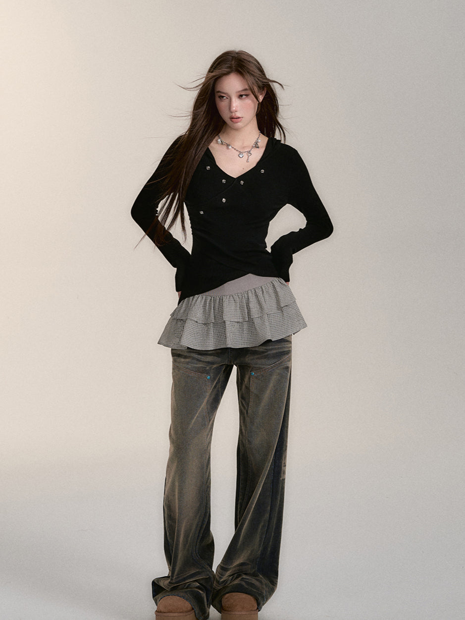 Wool-Blend Hooded Blouse