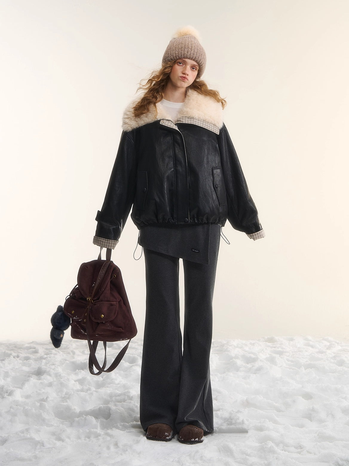 Mock Two-Piece Knit Flare Pants