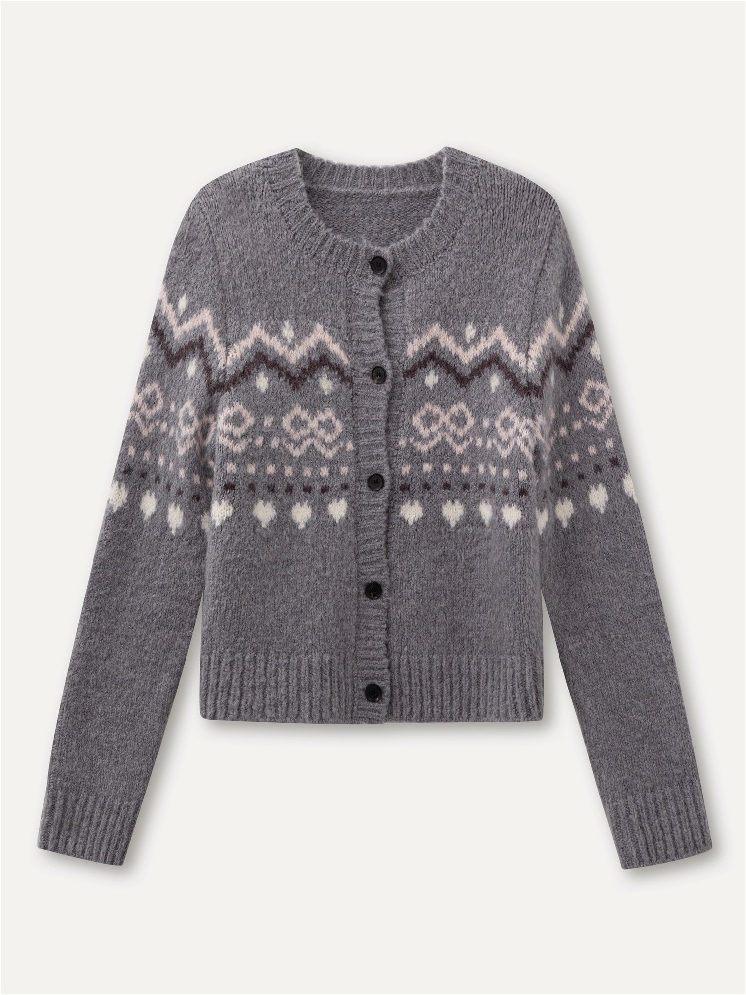 Fair Isle Knit Sweatshirt & Shorts & Scarf Set