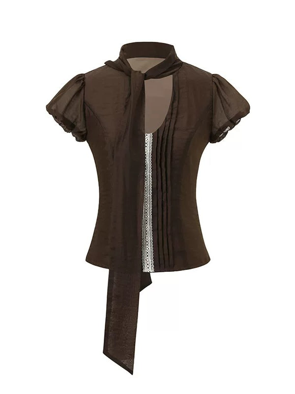 Lyocell Tie Blouse & Skirt Set
