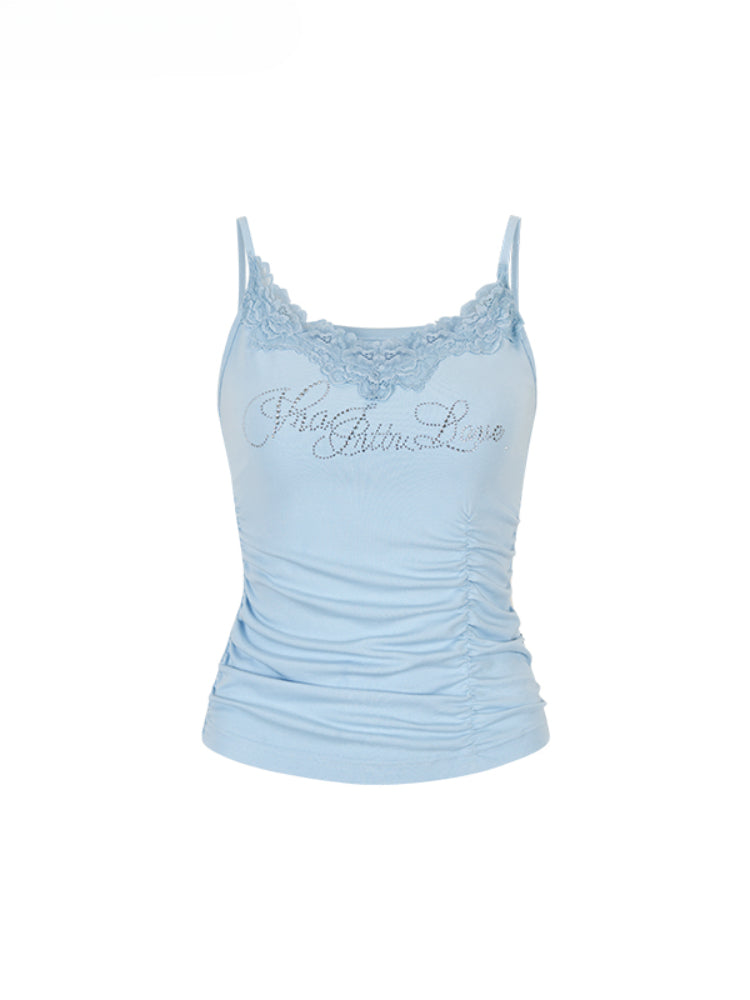 One-Shoulder Rhinestone T-shirt & Tank Top Set