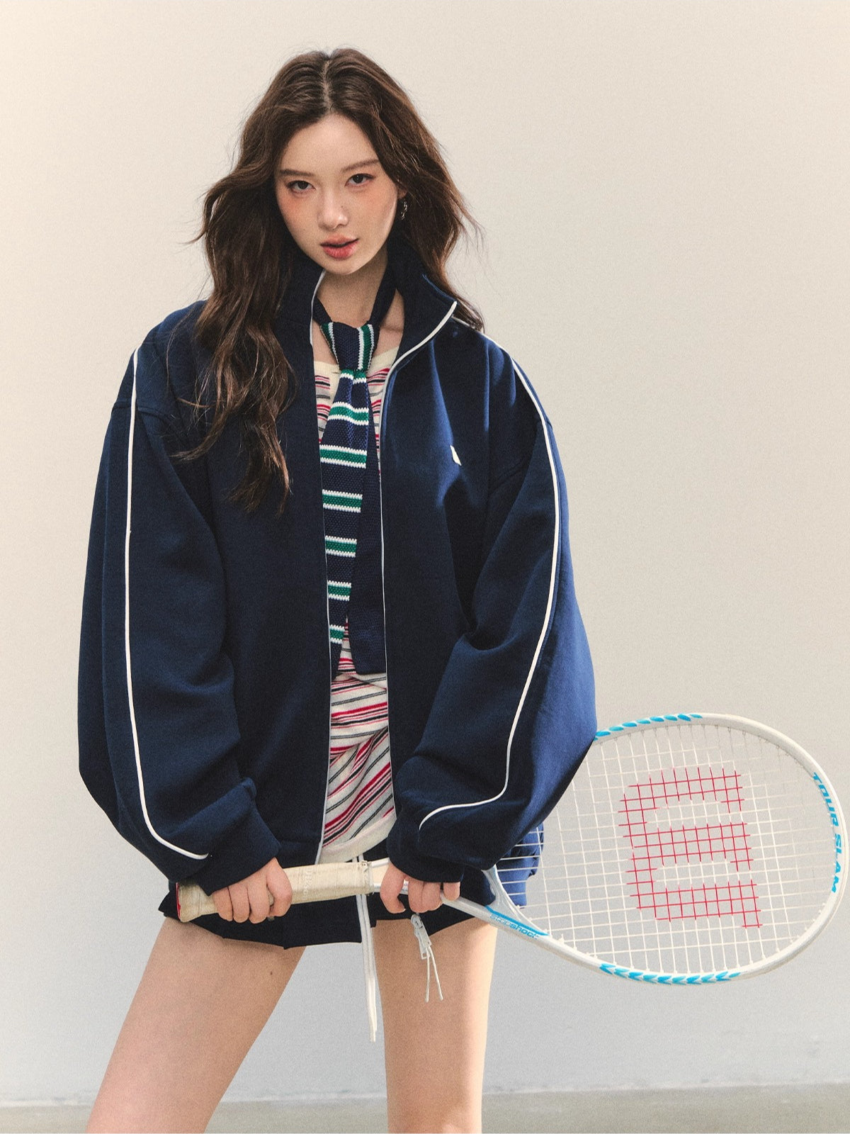 Zip-Up Colorblock Hoodie & Skort Set