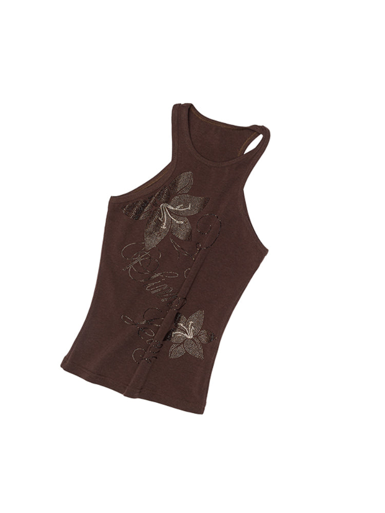 Floral Austrian Rhinestone I-shaped Vest