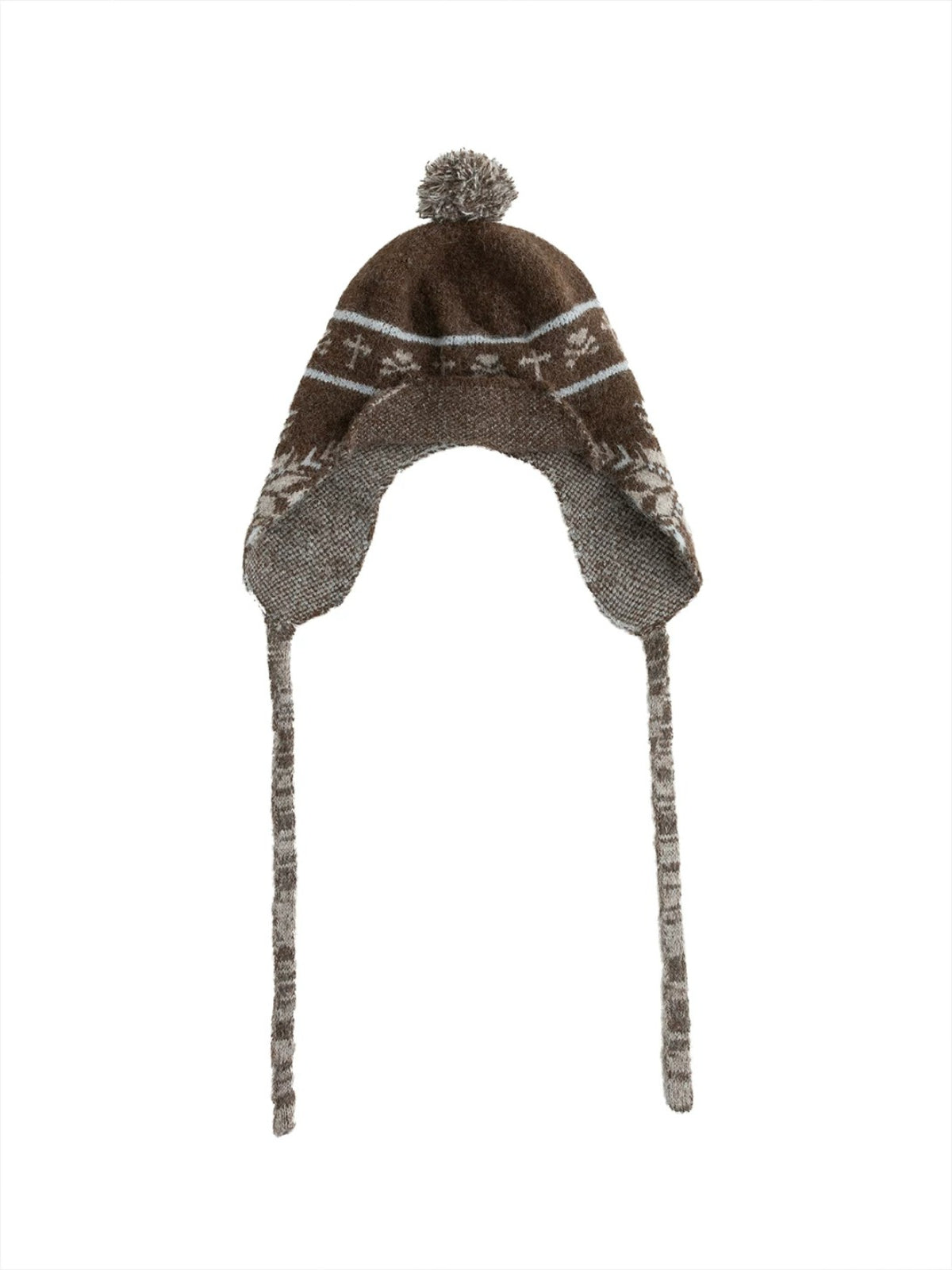 Striped Snowflake Knit Earflap Hat