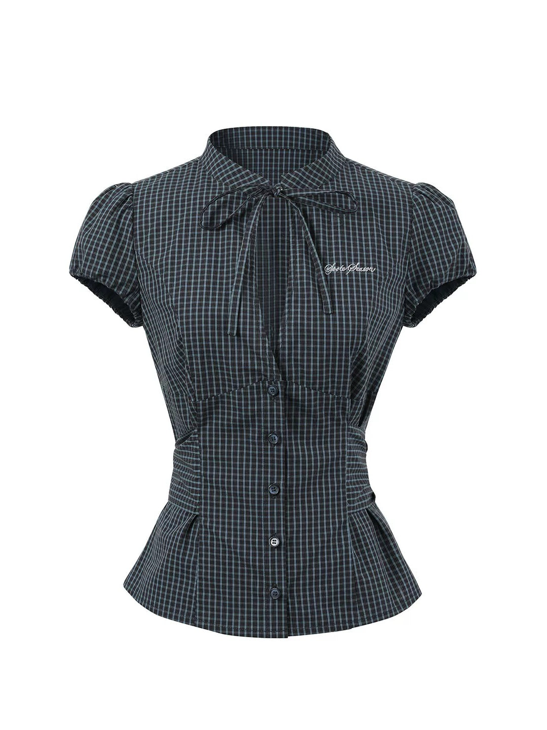 Vintage Plaid Cutout Blouse