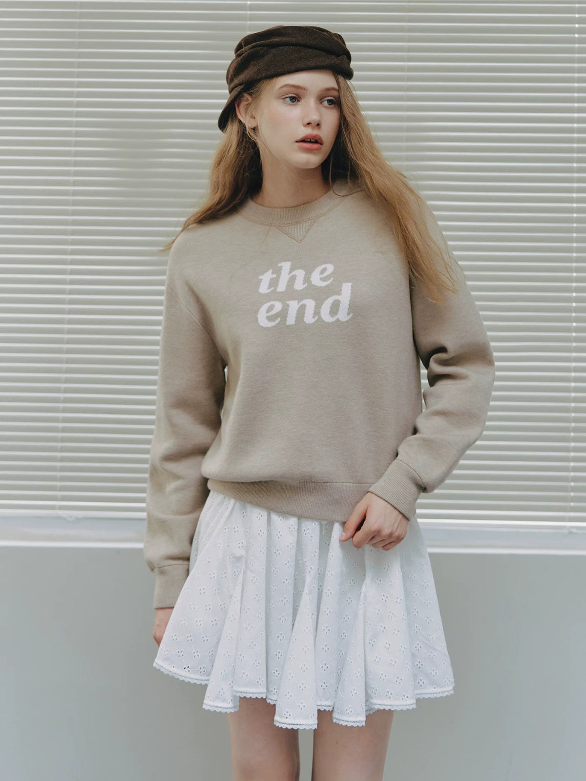 Minimal Letter Jacquard Knit Sweater