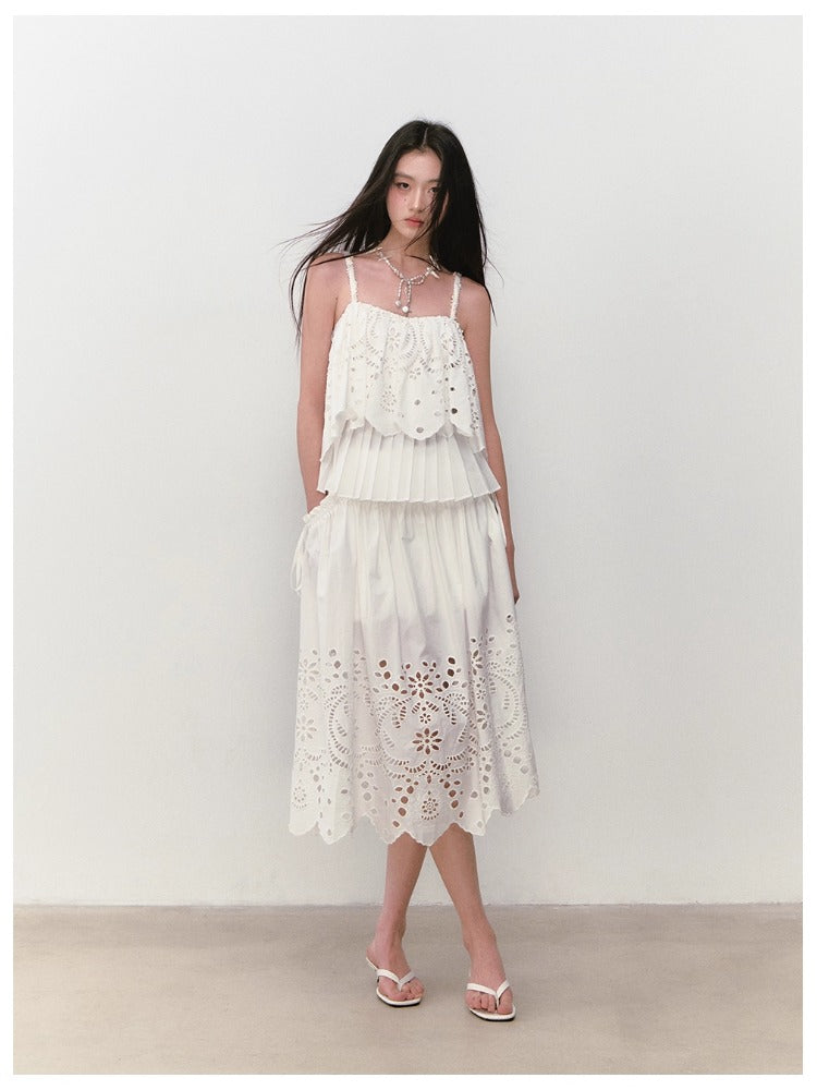 3D Hollow Embroidered Sleeveless T-shirt