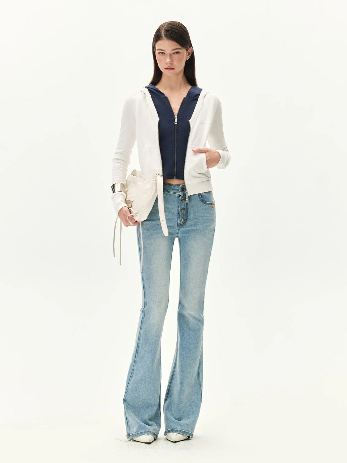Contrast Double-Placket Hoodie