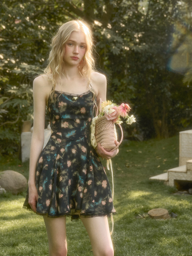 French Lace Bow Little Black Dress