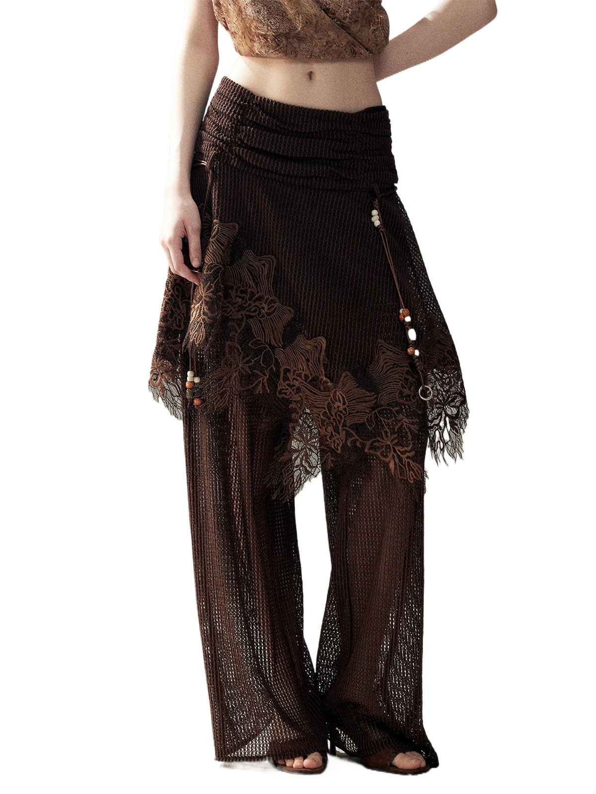 Lace Patchwork Wide Leg Pants