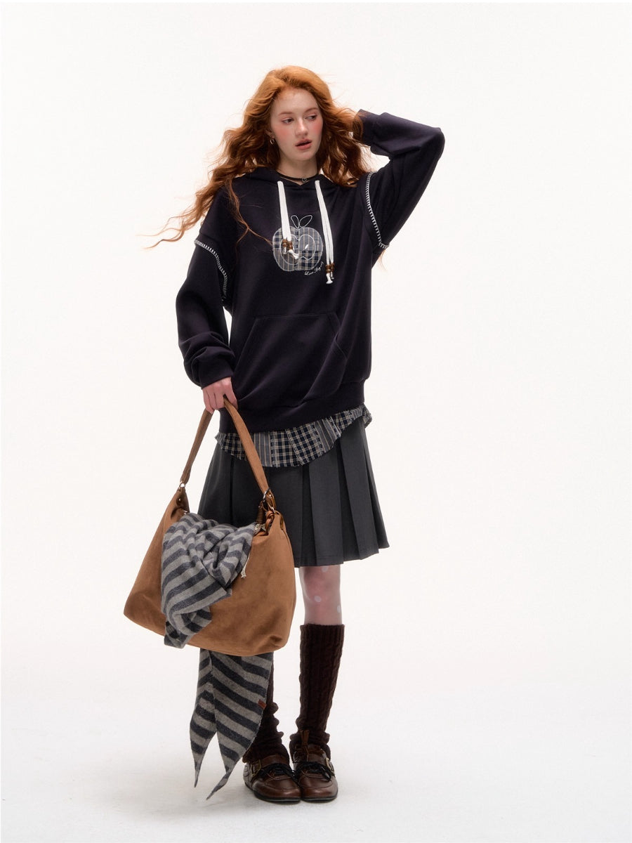 Apple Patch Two-Piece Layered Hoodie