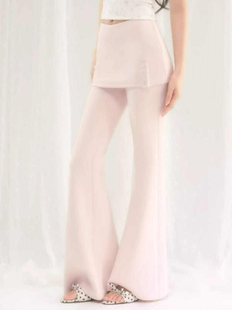Faux Layered Micro Flare Pants