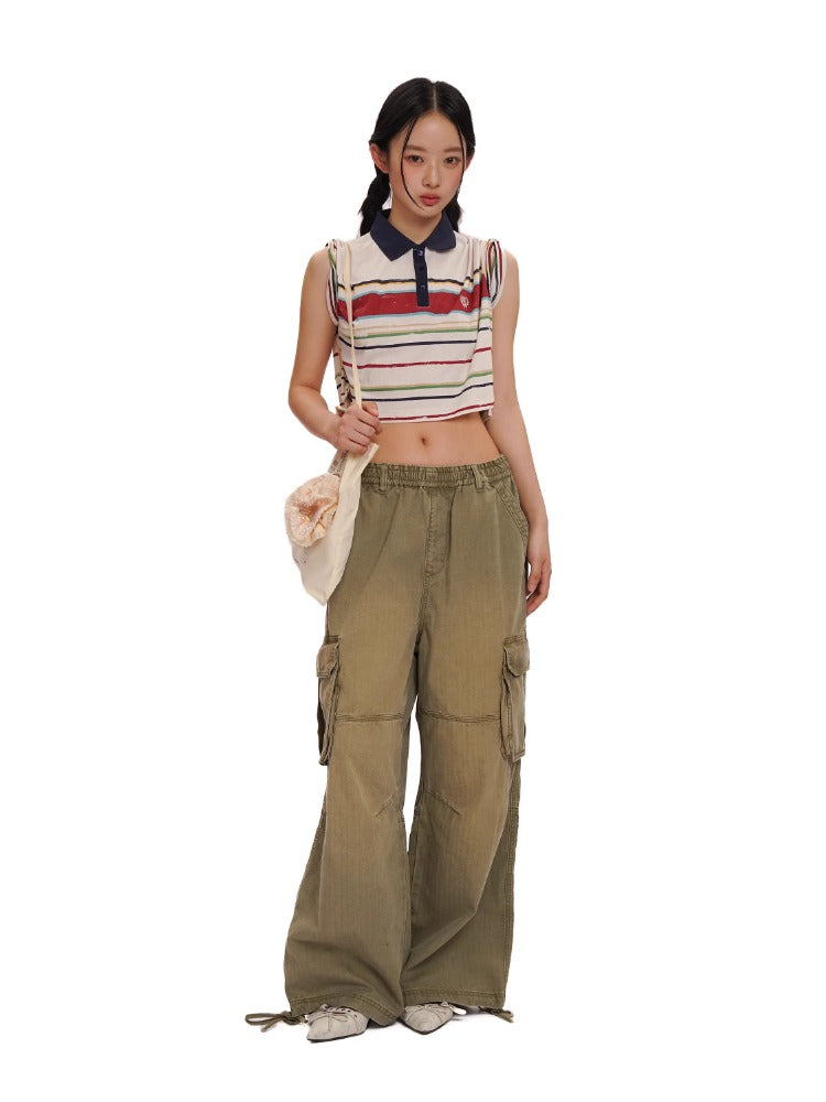 Distressed Stripes Contrast Retro T-shirt