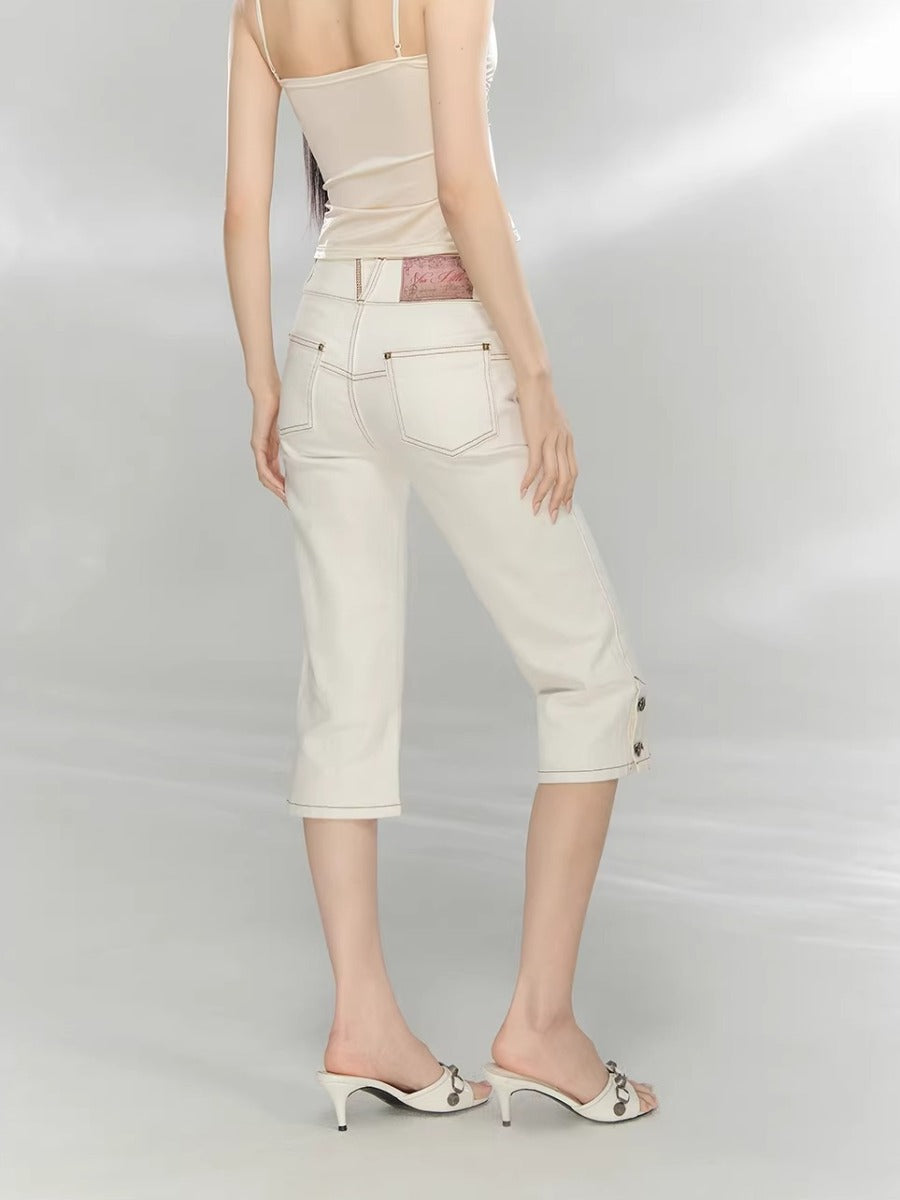 Studded Cropped Denim Pants