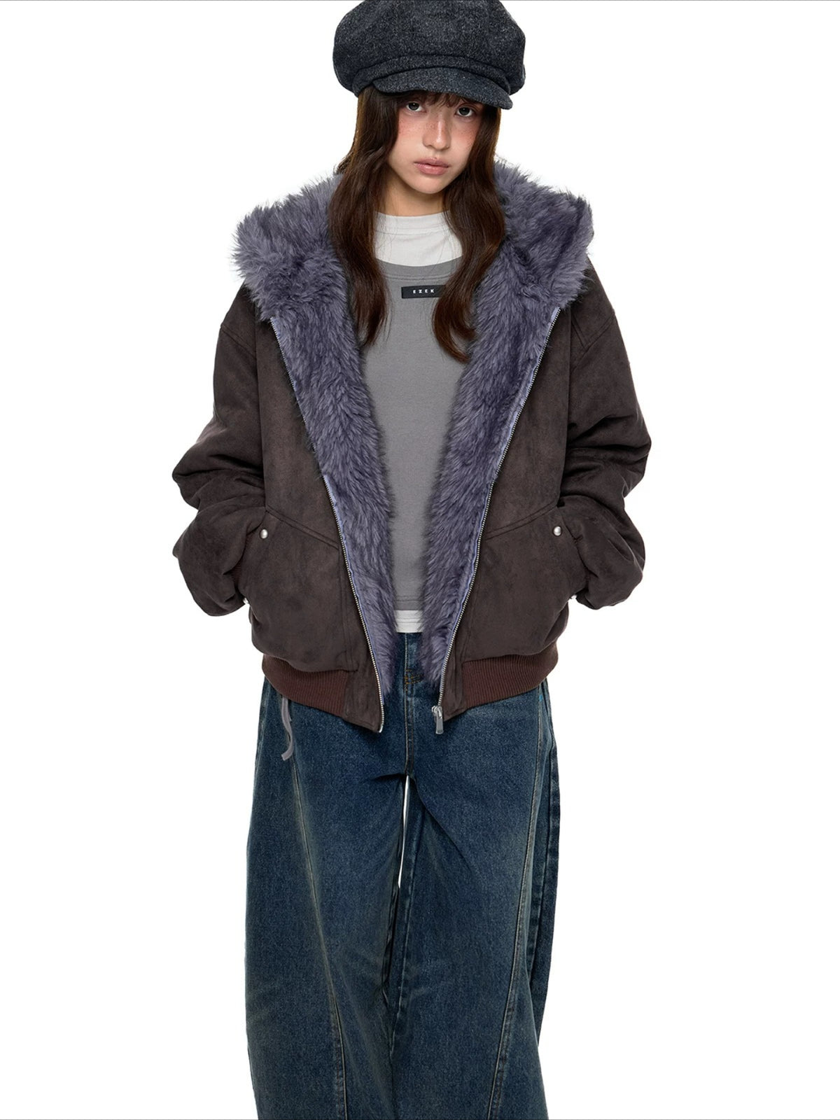 Faux Suede Cat Ear Jacket