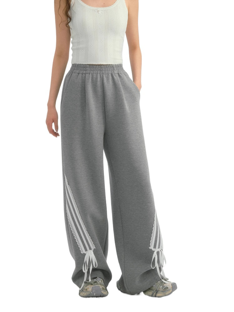 Lace Butterfly Knot Casual Long Pants