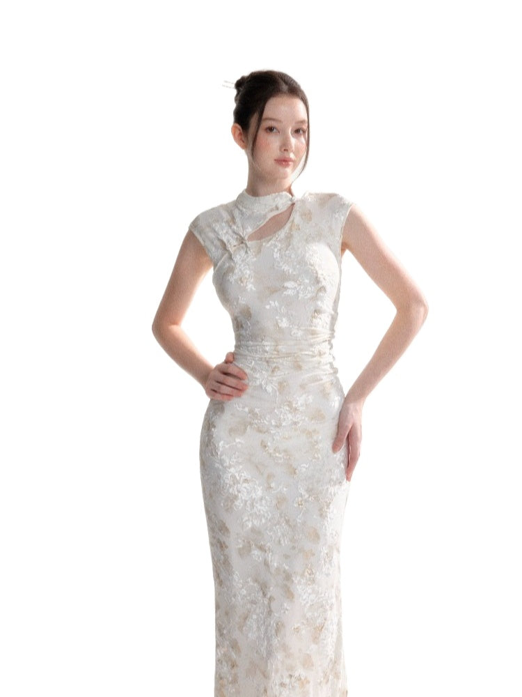 Stretch Velvet Jacquard Qipao