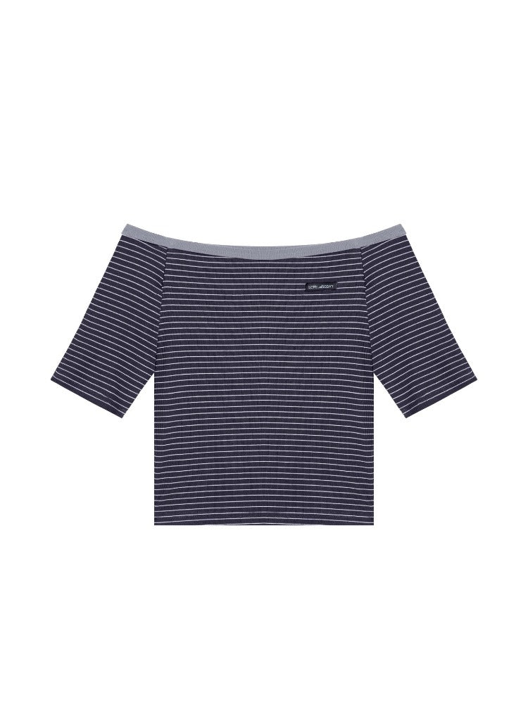 Contrast Stripe Bardot Set