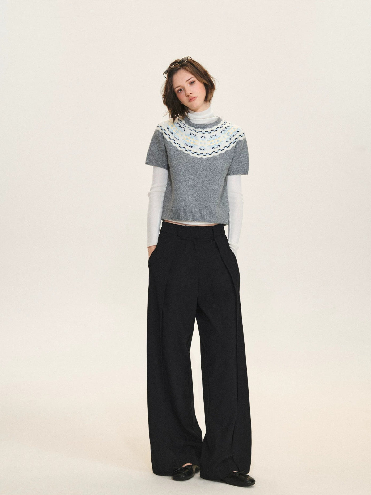 Detachable Overlay Wide Leg Pants