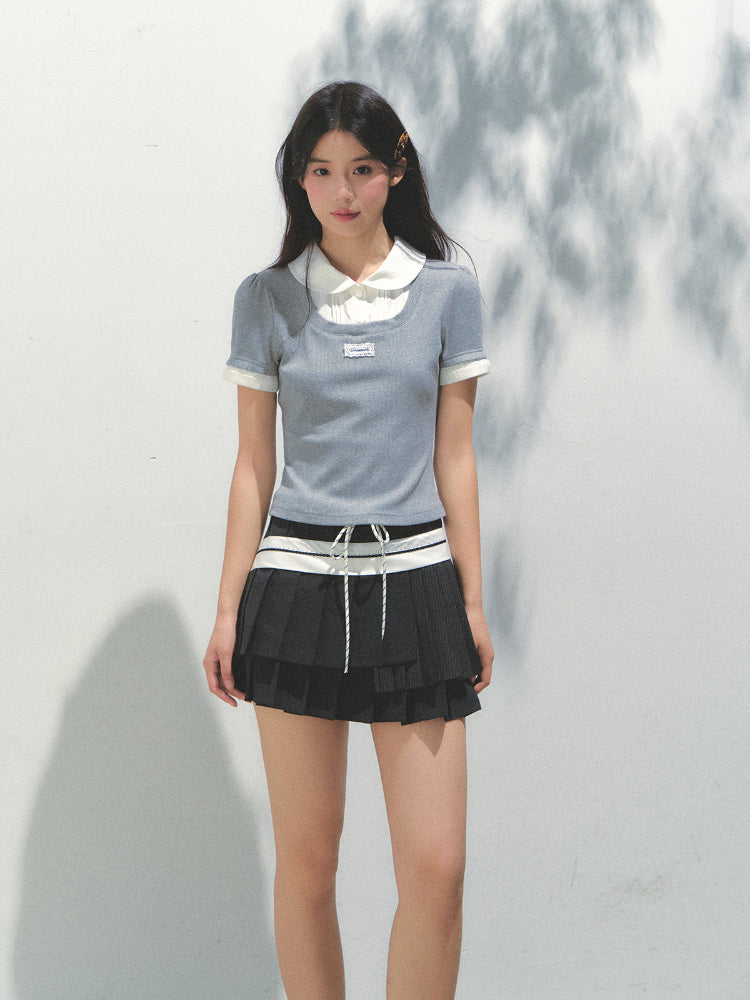 Collar Knitted Short-sleeve T-shirt