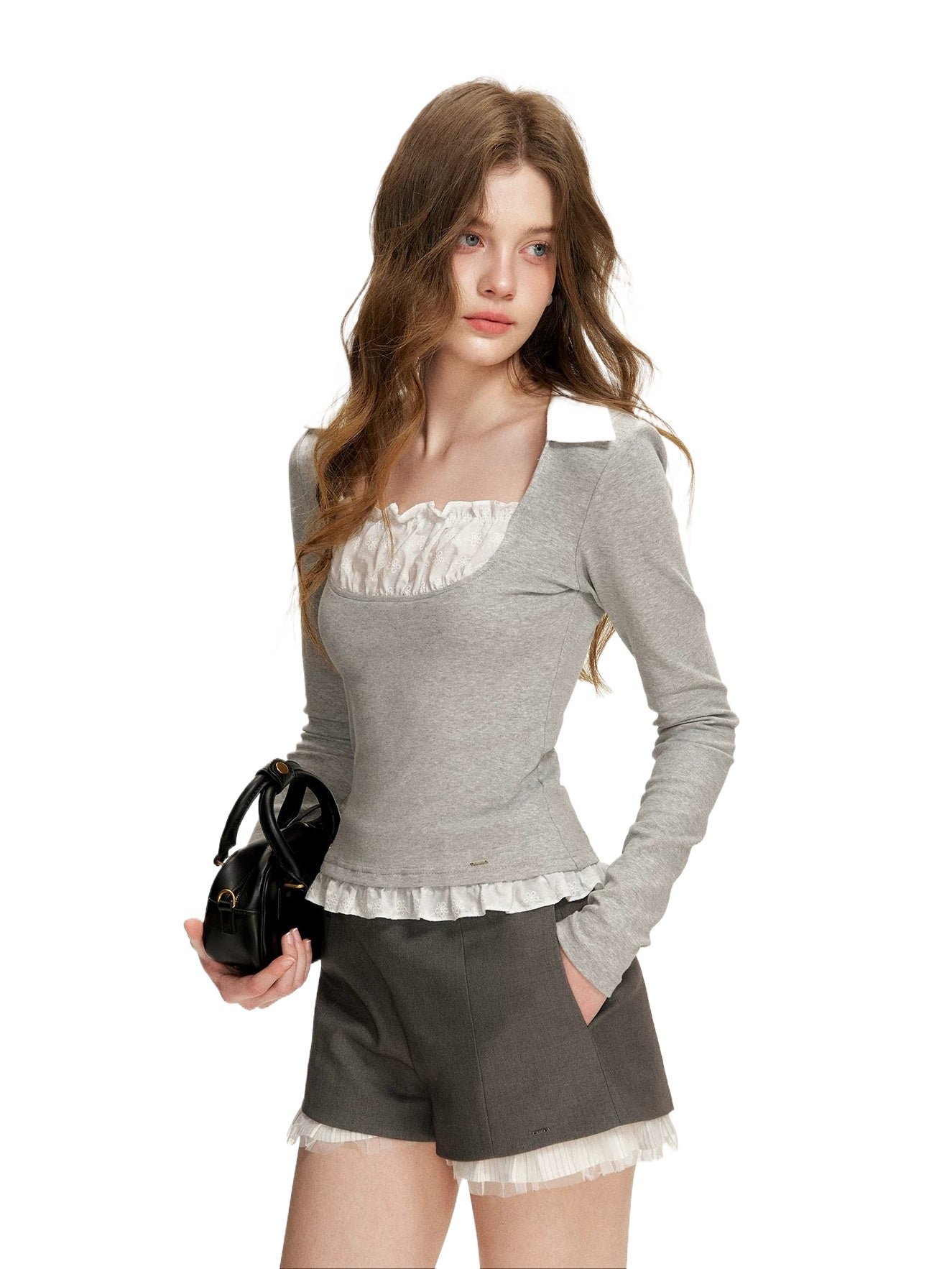 Faux-Layer Lace T-shirt