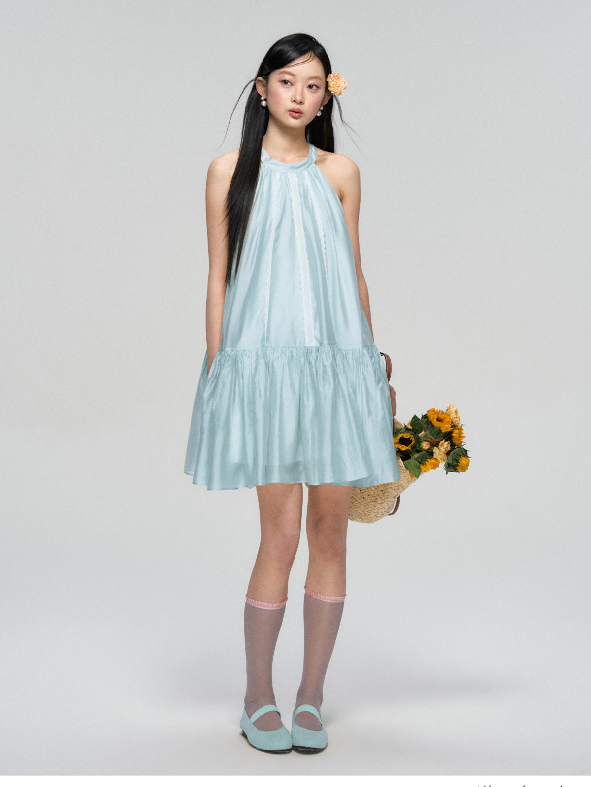Halter Neck Tencel Lace Beach Dress