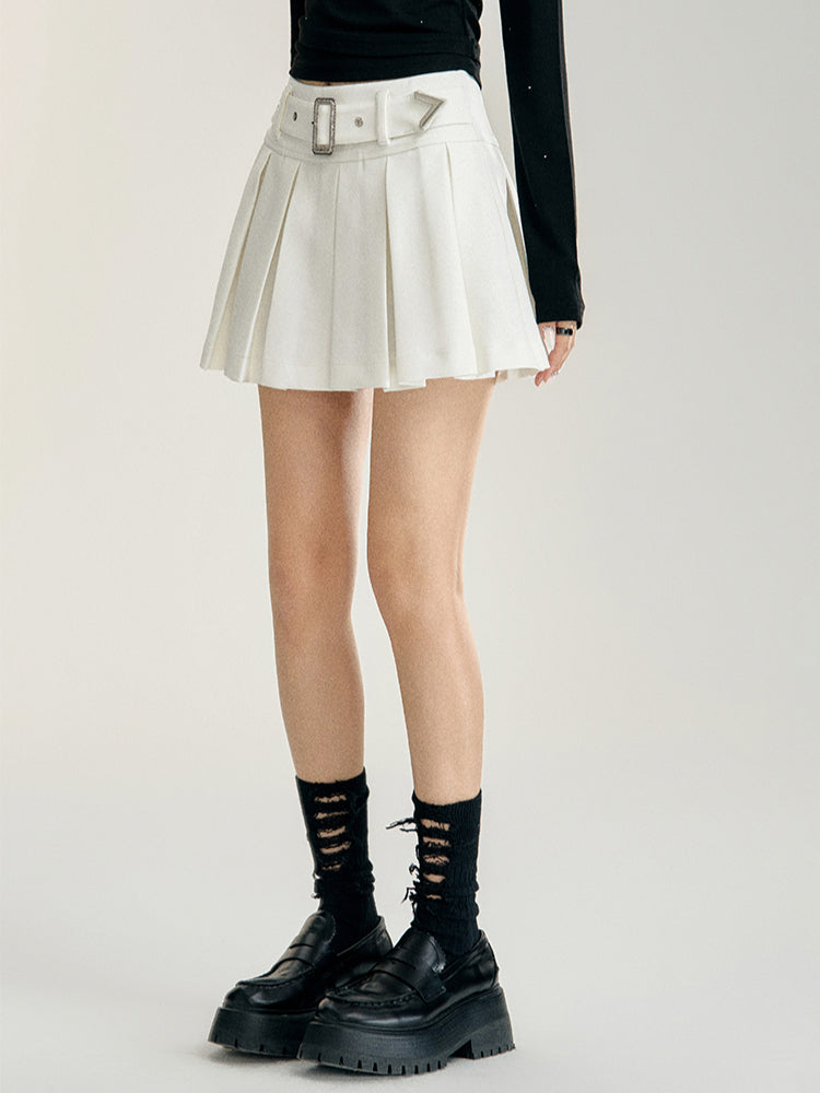Black & White A-line Pleated Skirt