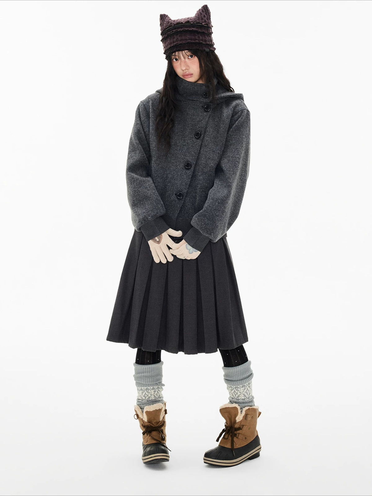 Hooded Button Jacket