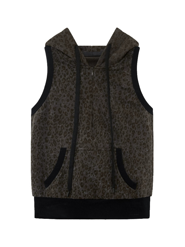 Leopard Sleeveless Hoodie