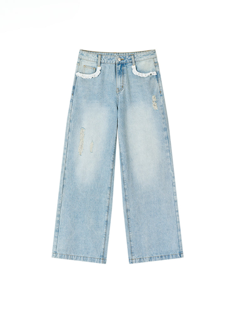 Lace Trim Vintage Jeans