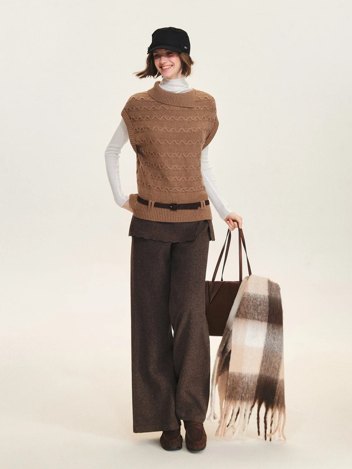 British Style Checked Fringed Scarf