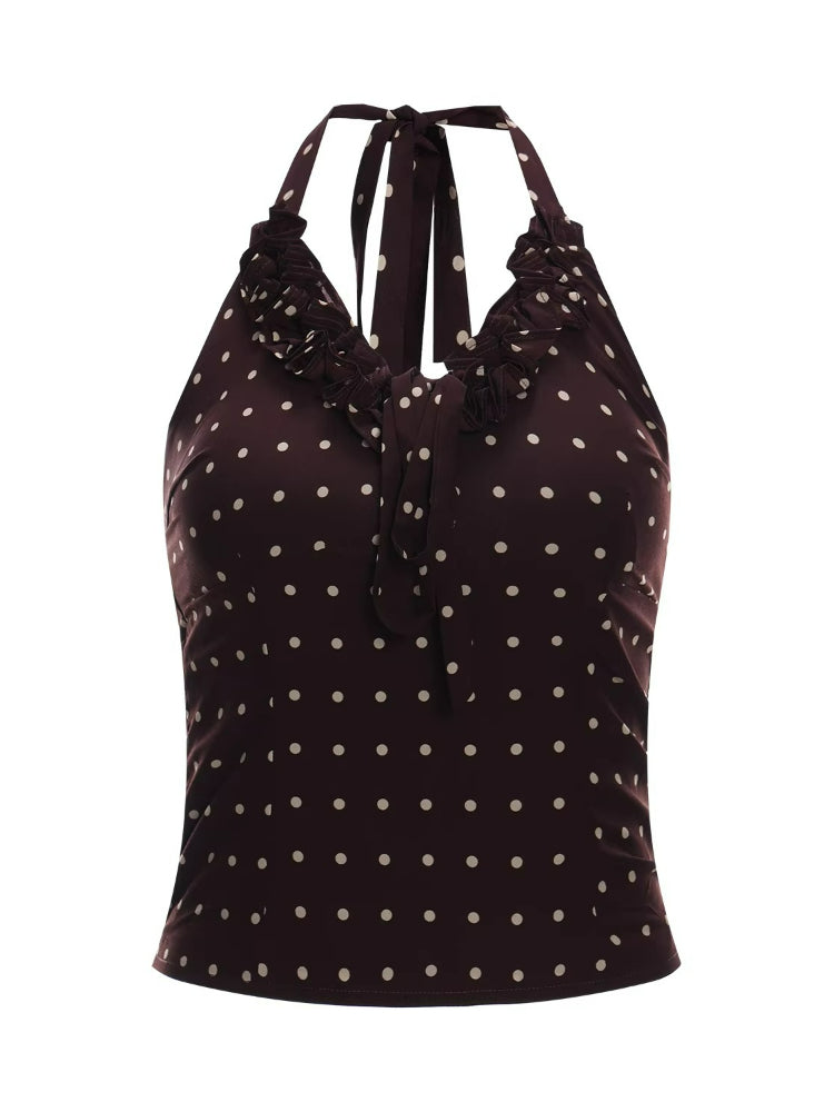 Ruffle Trim Knit Cardigan & Camisole Set