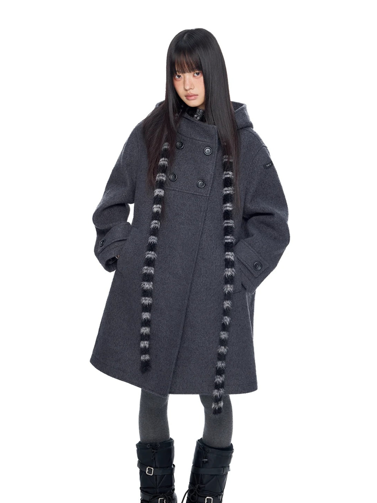 Hooded Vintage Wool Blend Coat