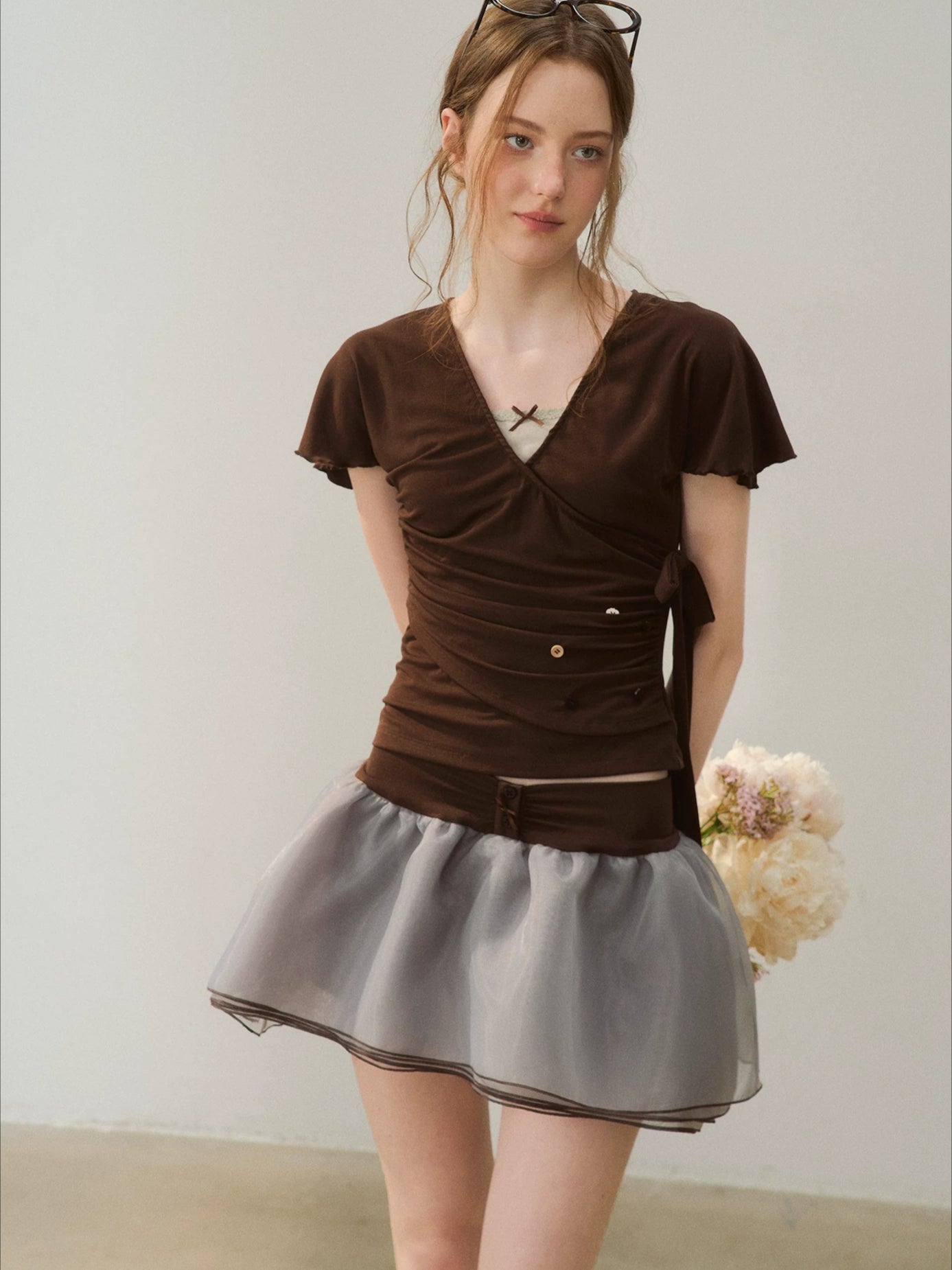 Bow Trim Tee Set