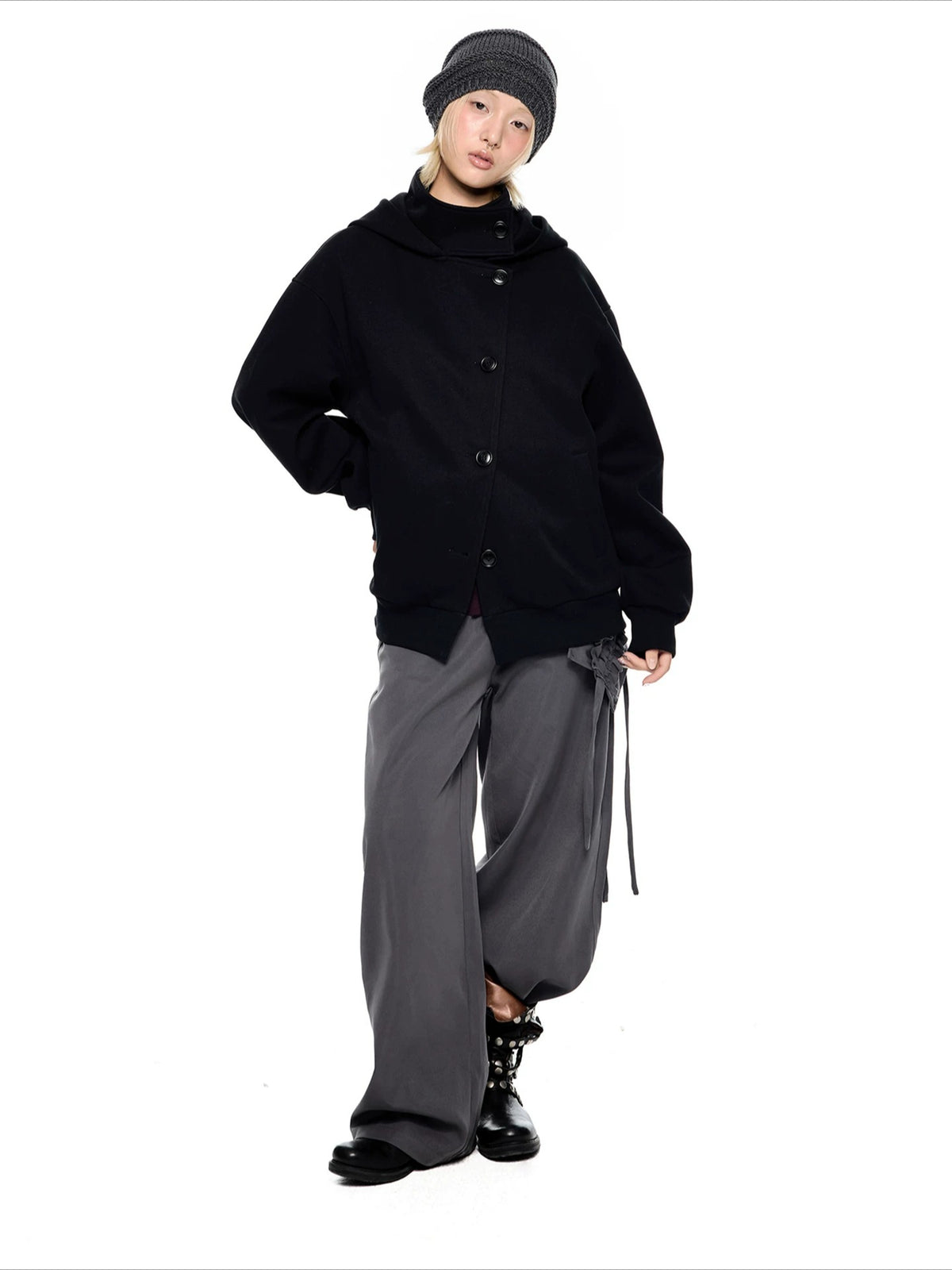 Hooded Wool Blend Jacket