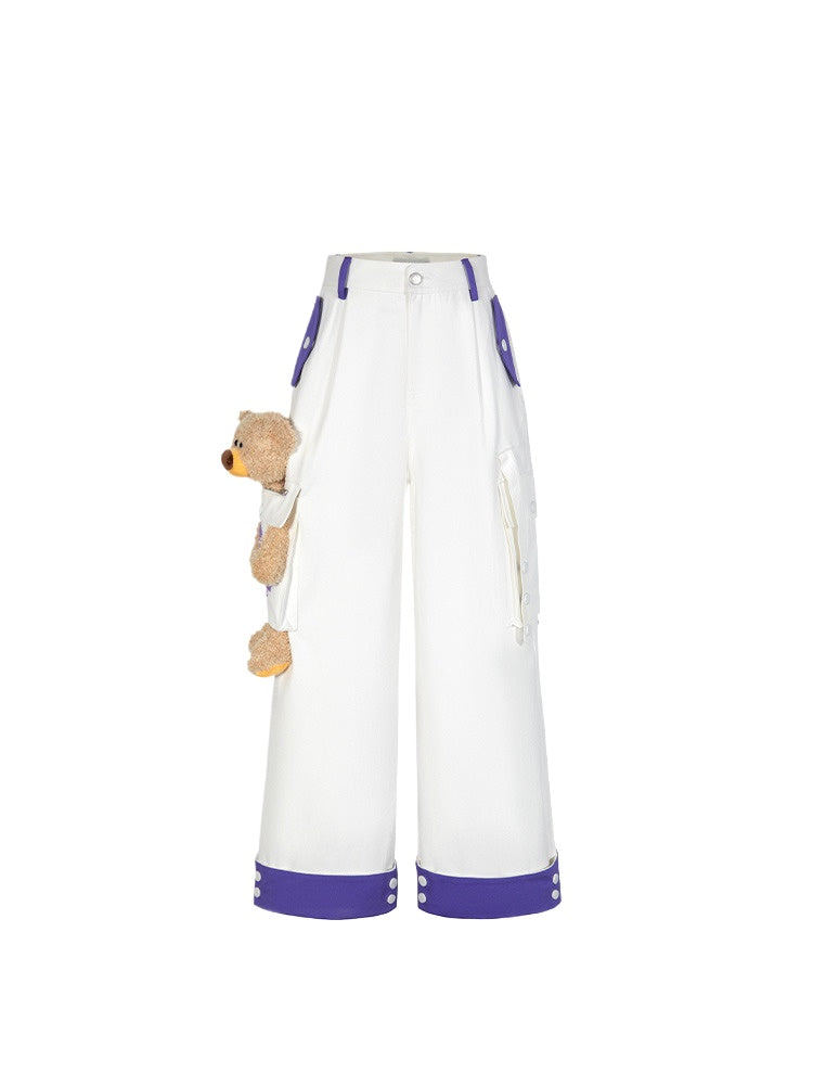 White & Black Bear Cargo Pants