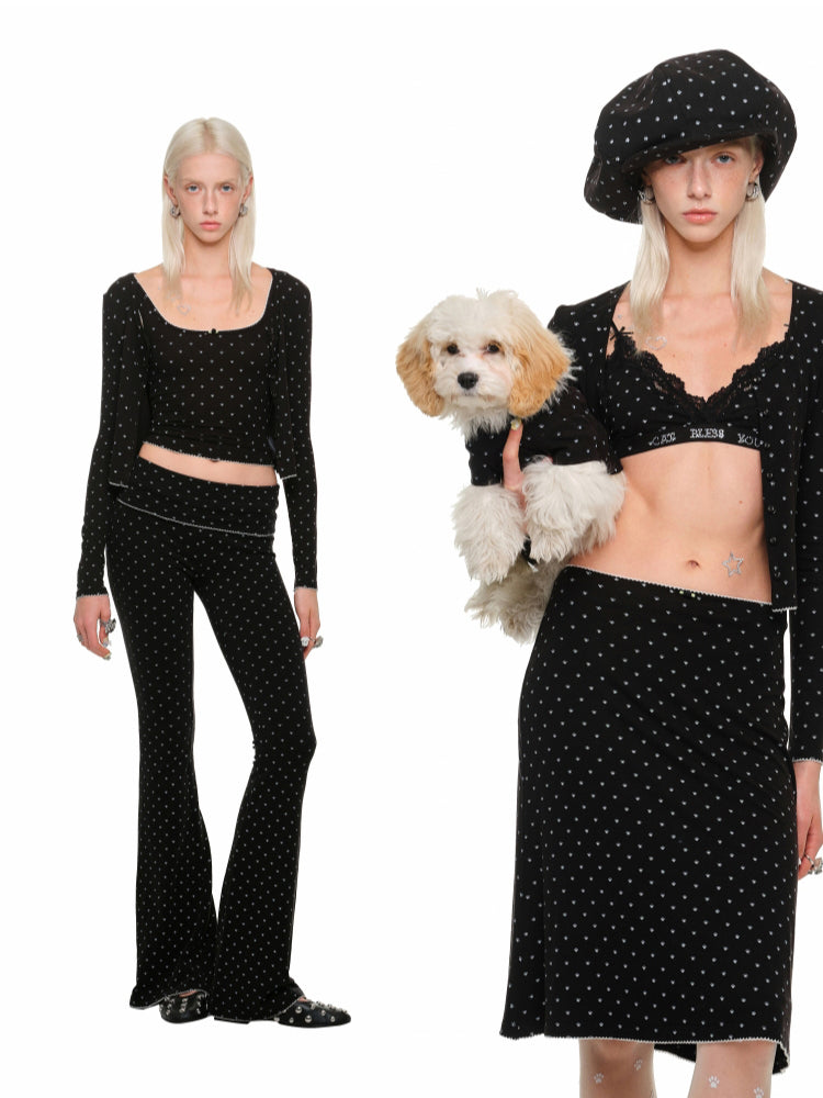Polka Dot Cat Paw Lace Bralette