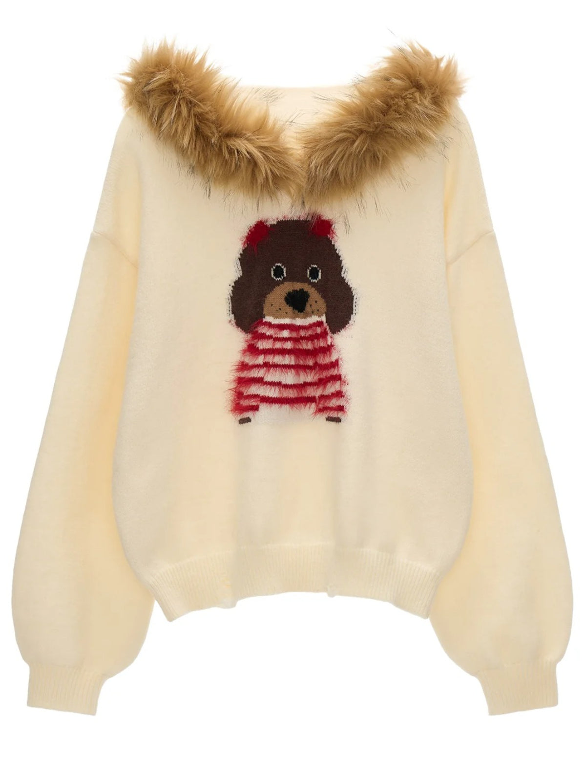 Cute Puppy Hooded Knit Sweater