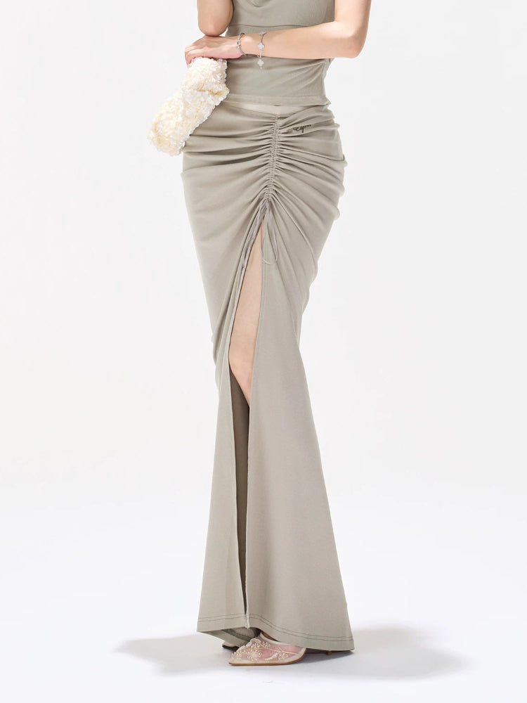Romantic Ruched Fishtail Skirt