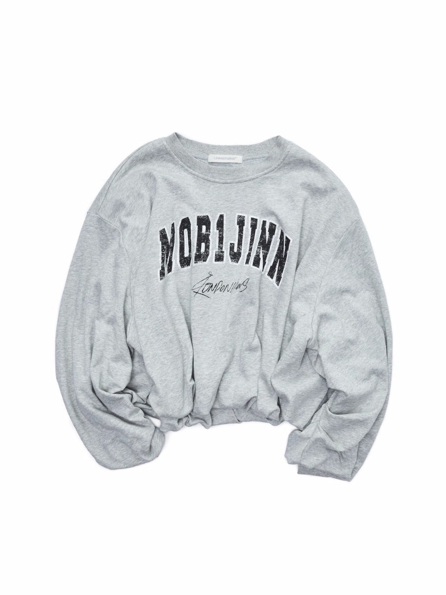 Retro Letter Print Balloon Sweatshirt