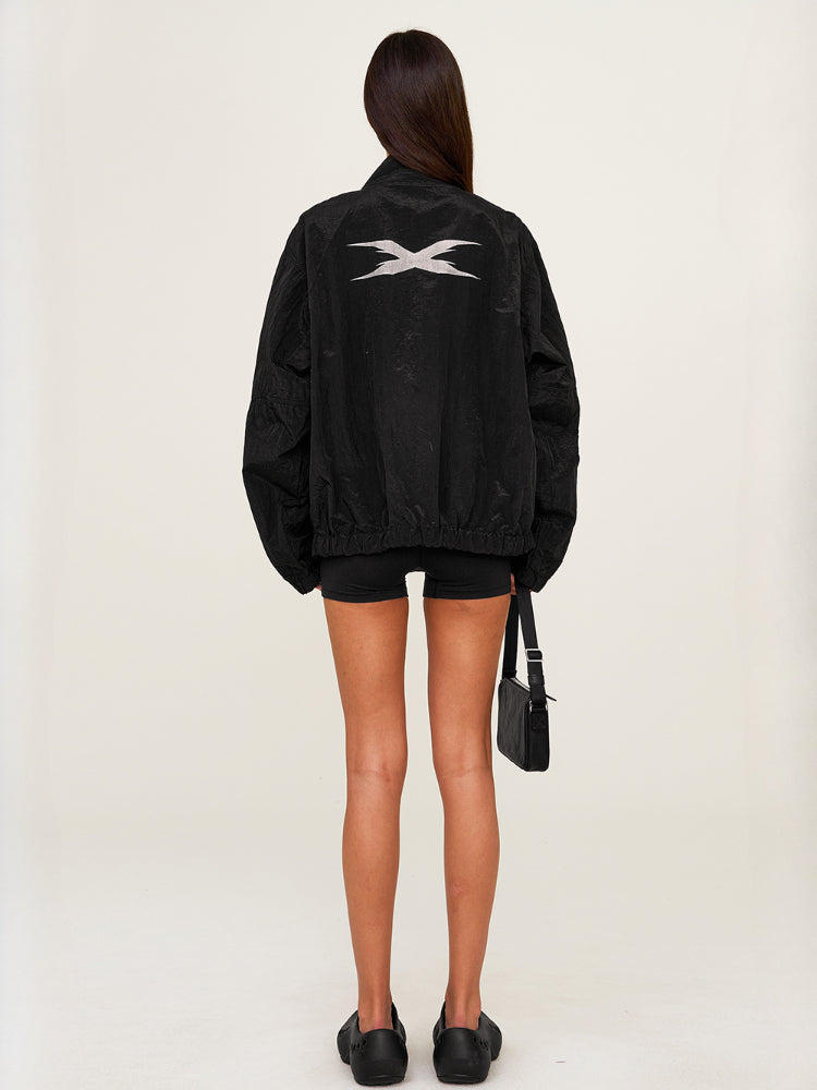Silver & Black Loose Oversized Sports Jacket