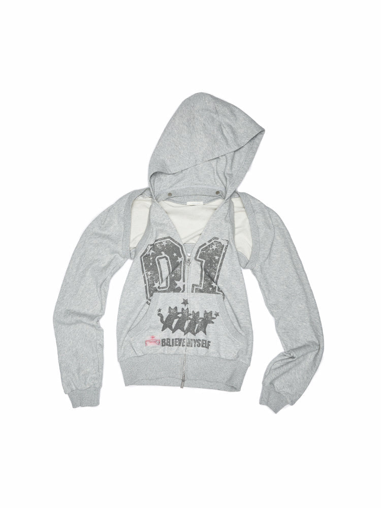 Hooded Backless Vest & Hoodie Set